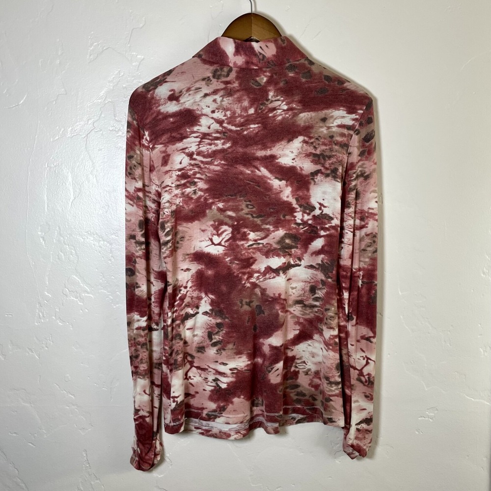 Vintage 90s y2k Cache Size Large Blouse - Red Tie Dye Half Button Luxury - Picture 8 of 11